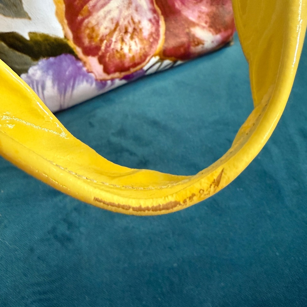 Cecconi Piero Italian Floral Leather Handbag Yellow Purple White Mini Tote Bag - Picture 8 of 15